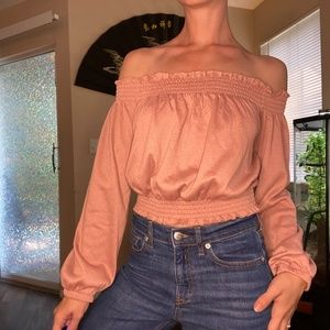 H&M crop top pretty dusty rose pink